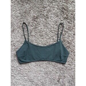COS Seersucker Bikini Top in Dark Sage Green Size US 8